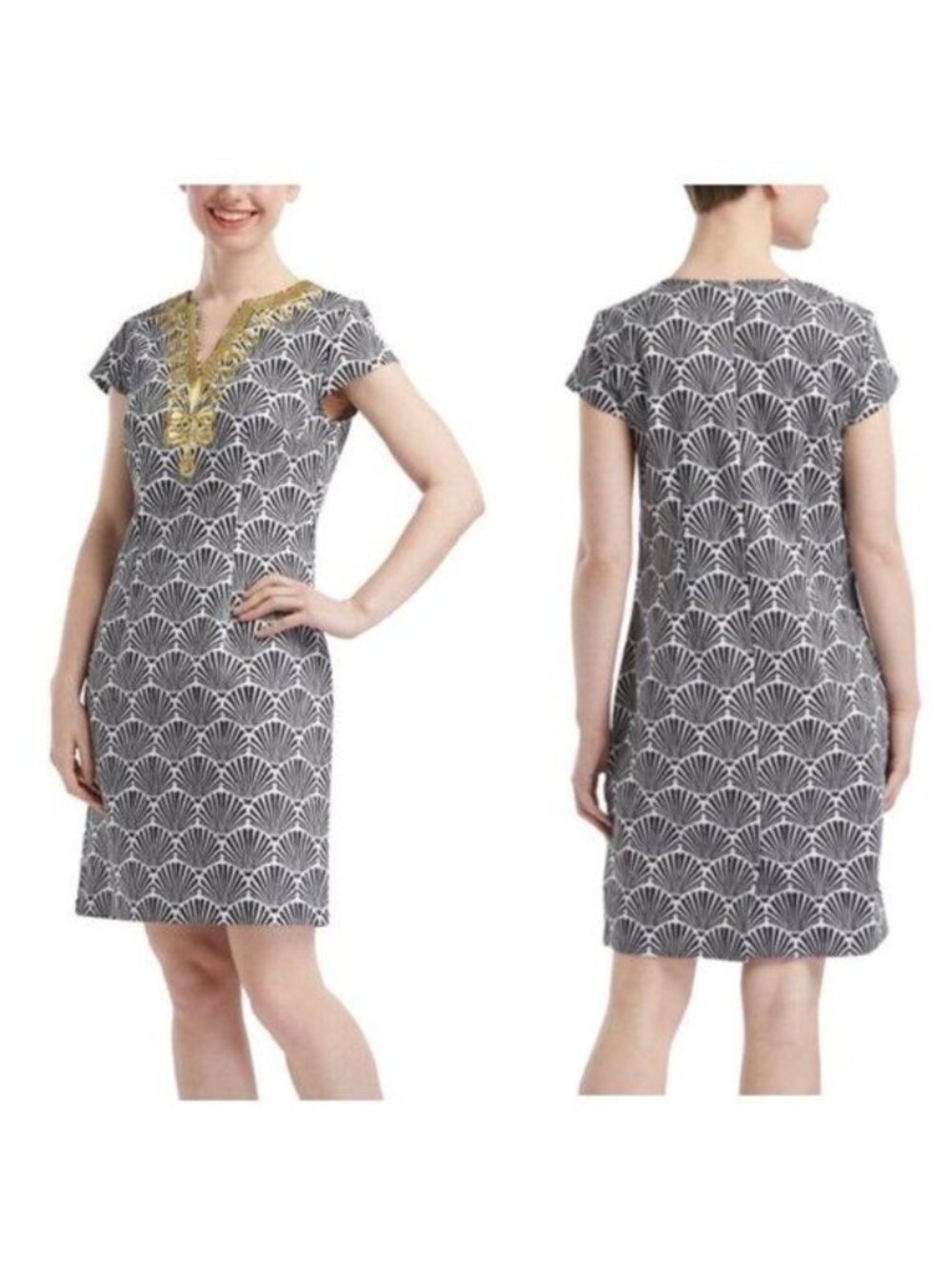 MUD PIE Black Shell Gold Embellished Jackie Dress - XS